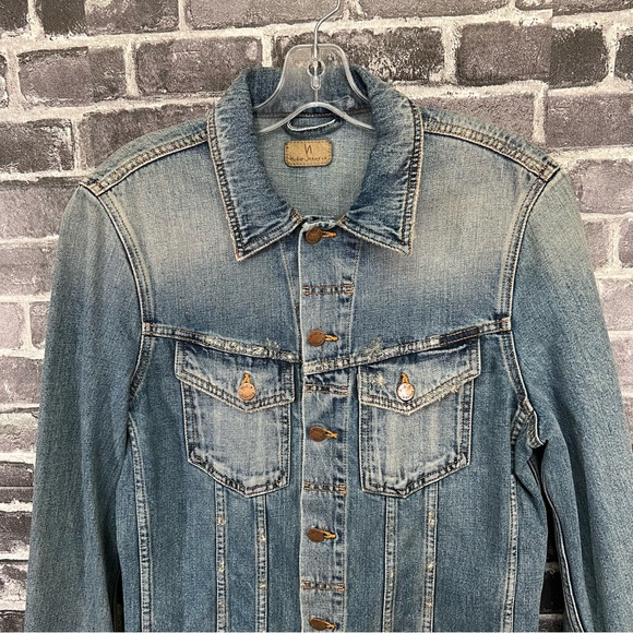 Nudie Jeans Terry Organic Cotton Sharp Used Denim Jacket Size M - Picture 3 of 16